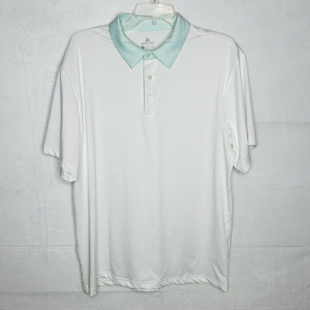 Arctic Cool Polo Shirt Size L White Jersey Performance Stretch Golf